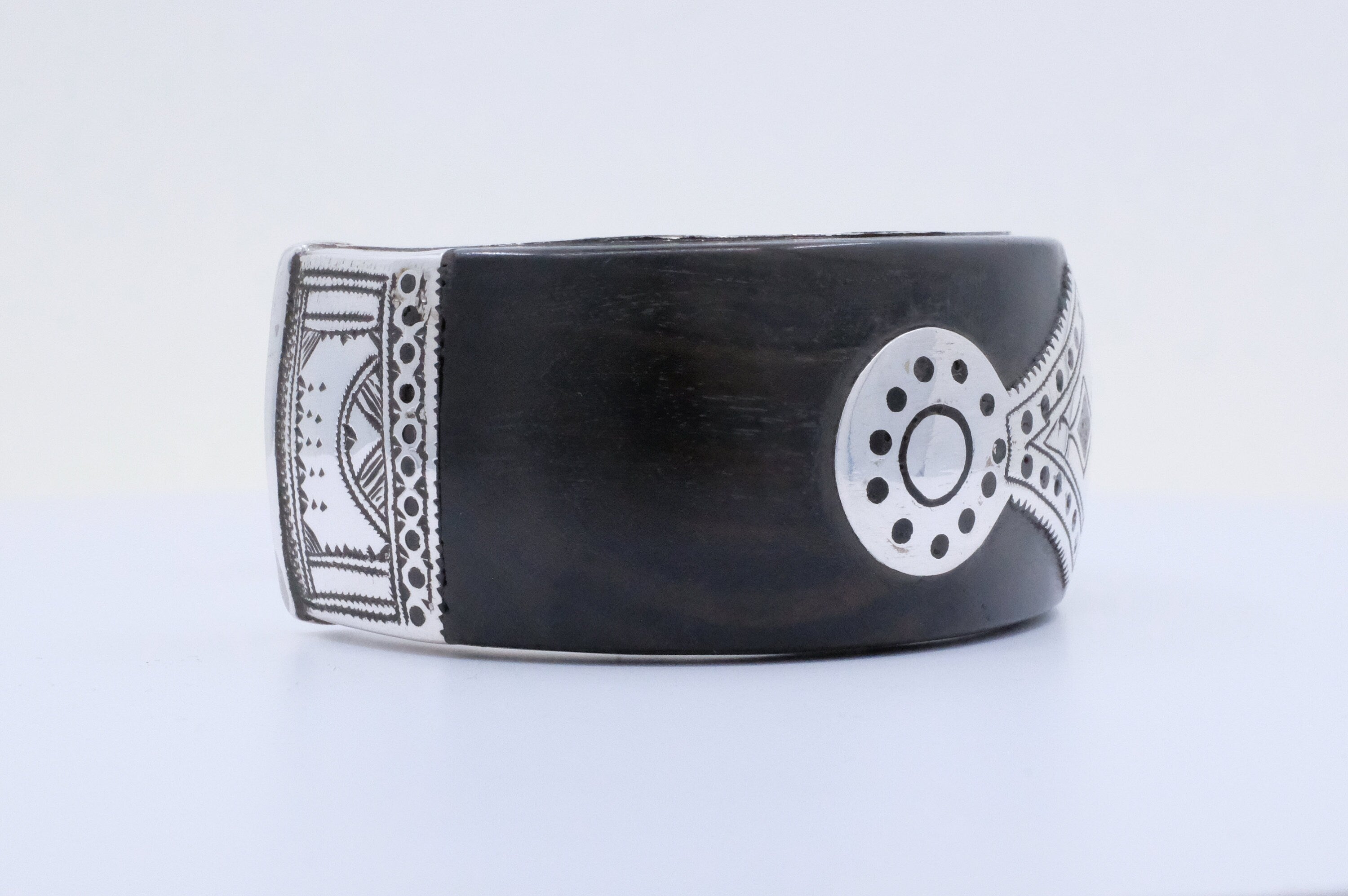 Fine Silver and Ebony Elhadji Koumama Tuareg African Cuff Bracelet