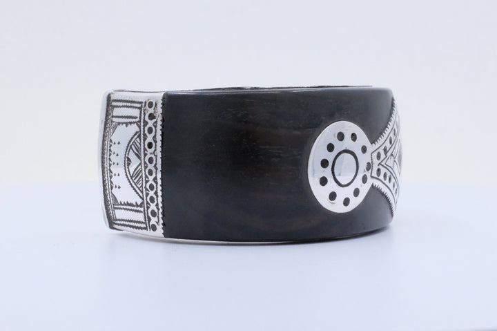 Fine Silver and Ebony Elhadji Koumama Tuareg African Cuff Bracelet