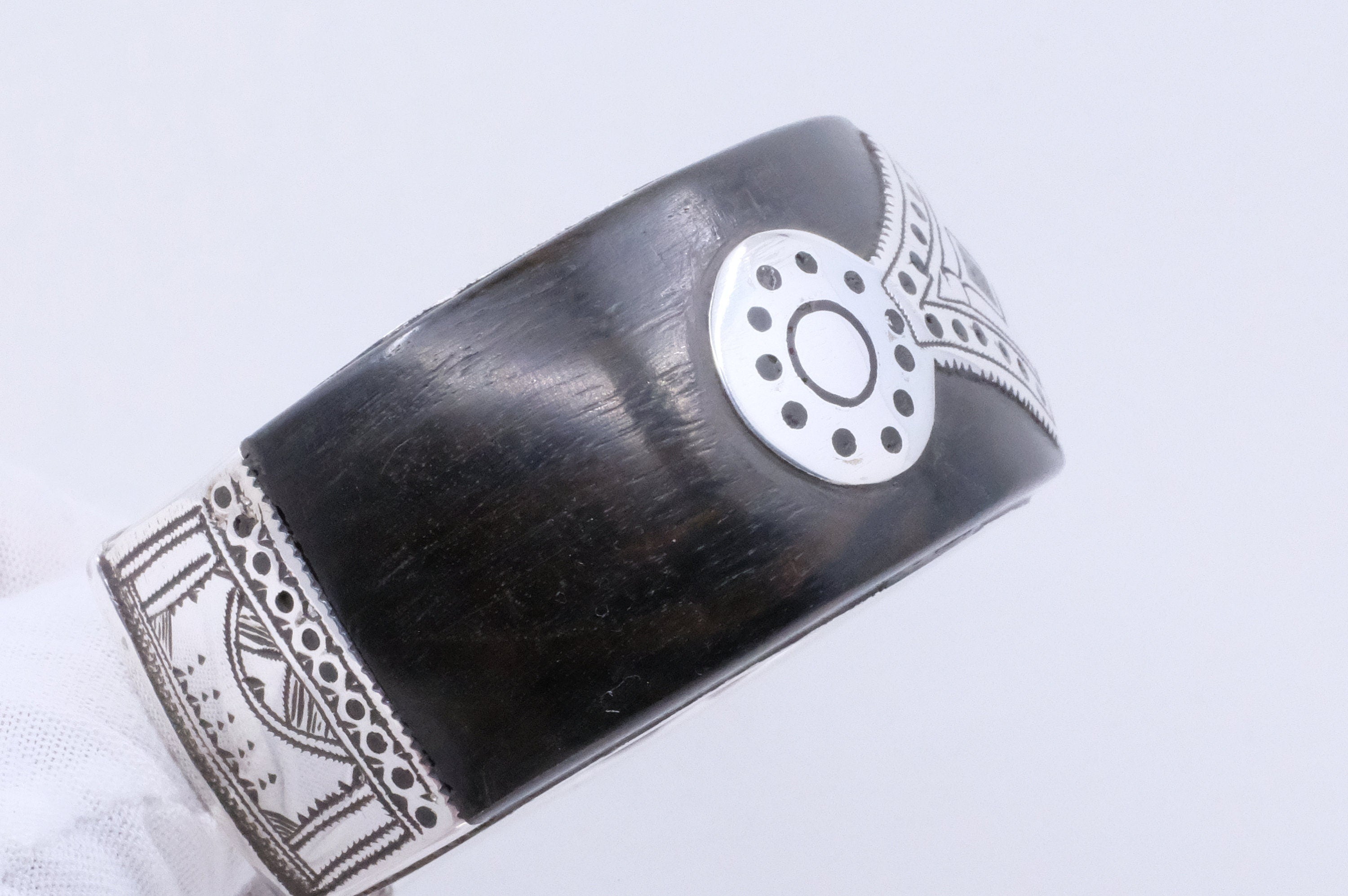 Fine Silver and Ebony Elhadji Koumama Tuareg African Cuff Bracelet