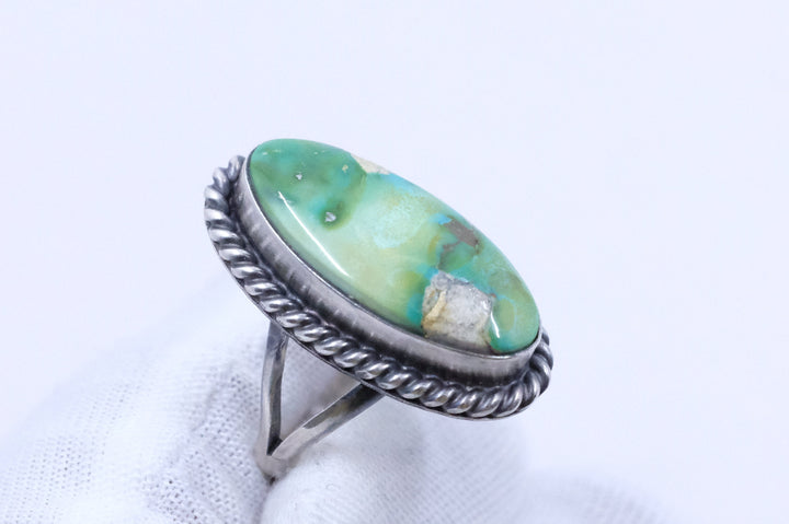 Sterling Silver Sonoran Gold Turquoise Mary Ann Spencer Navajo Ring