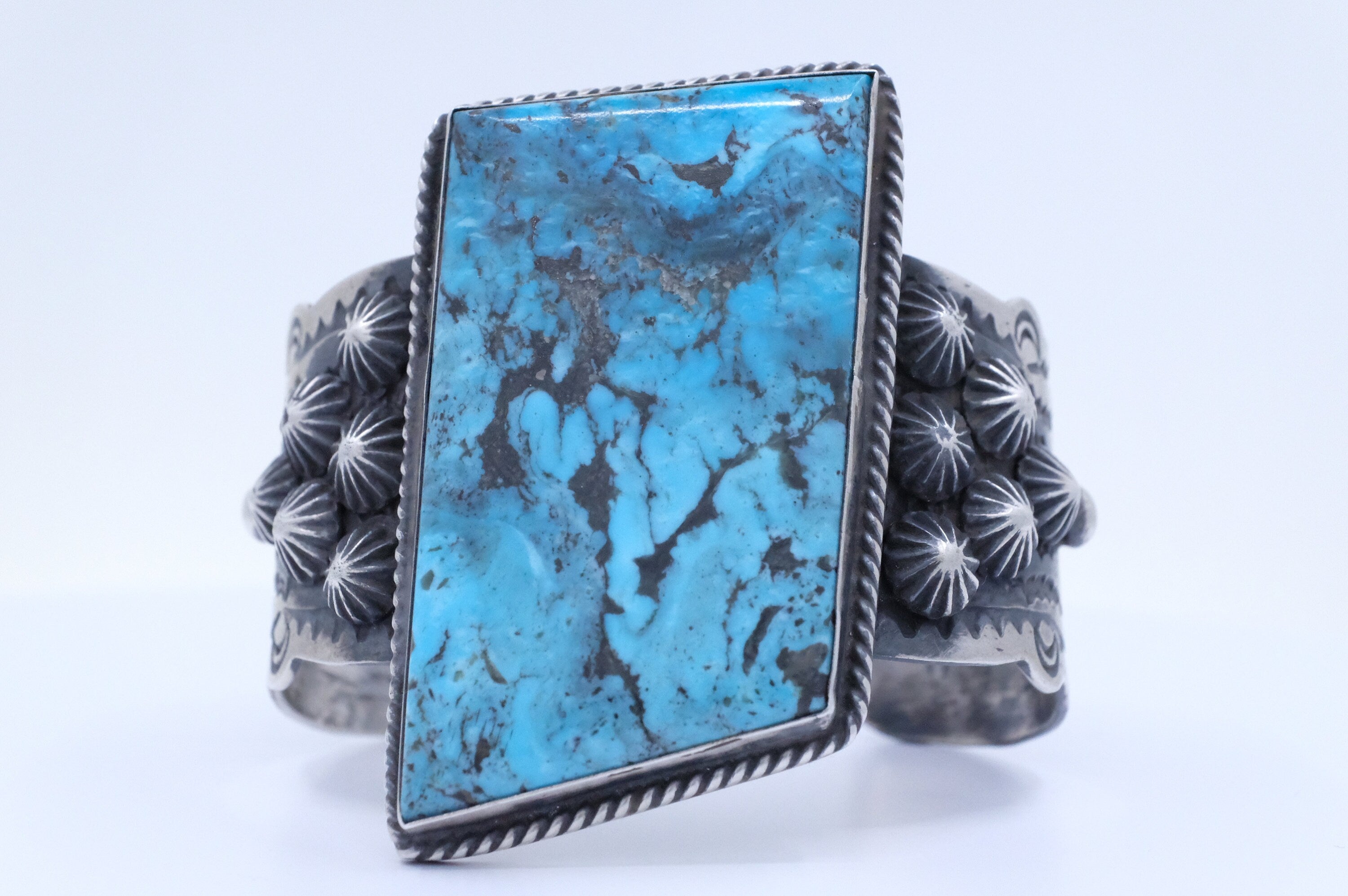 Sterling Silver Smoky Kingman Turquoise Chimney Butte Cuff Bracelet