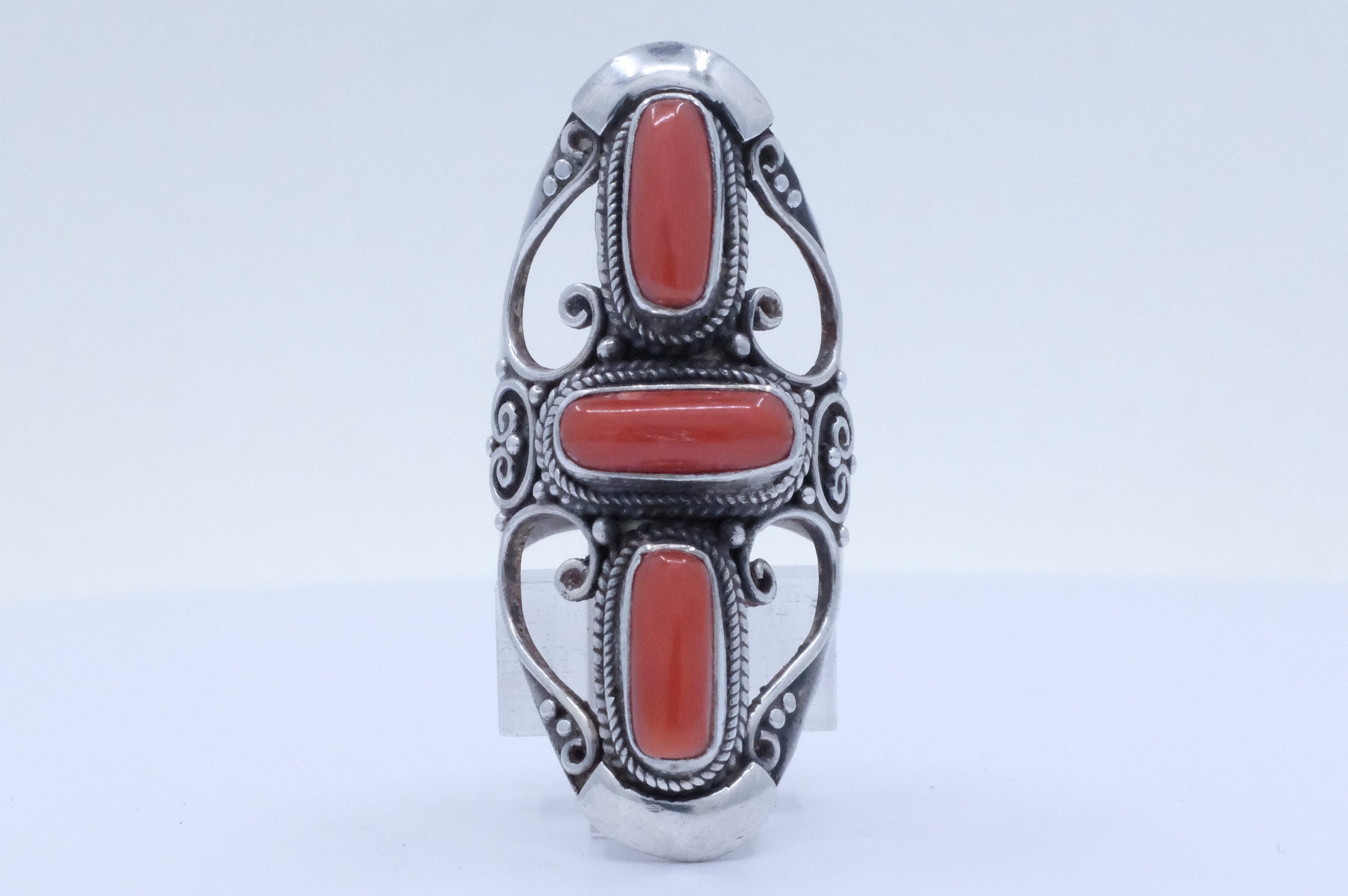 Sterling Silver Coral Filigree Ring (1)