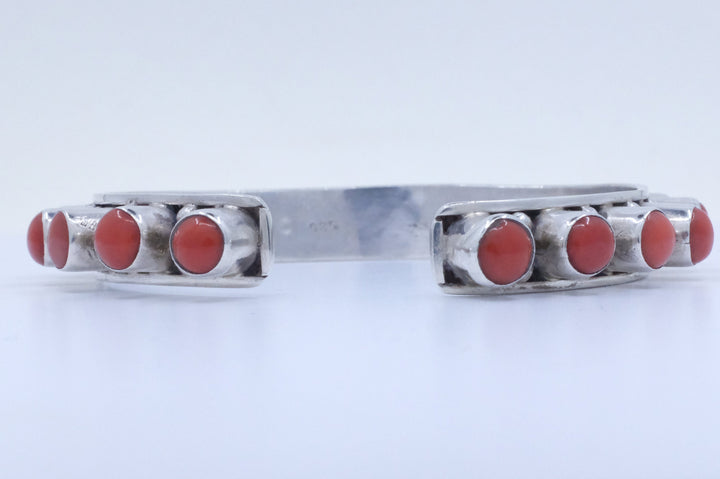 Sterling Silver Snake Coral Cuff Bracelet