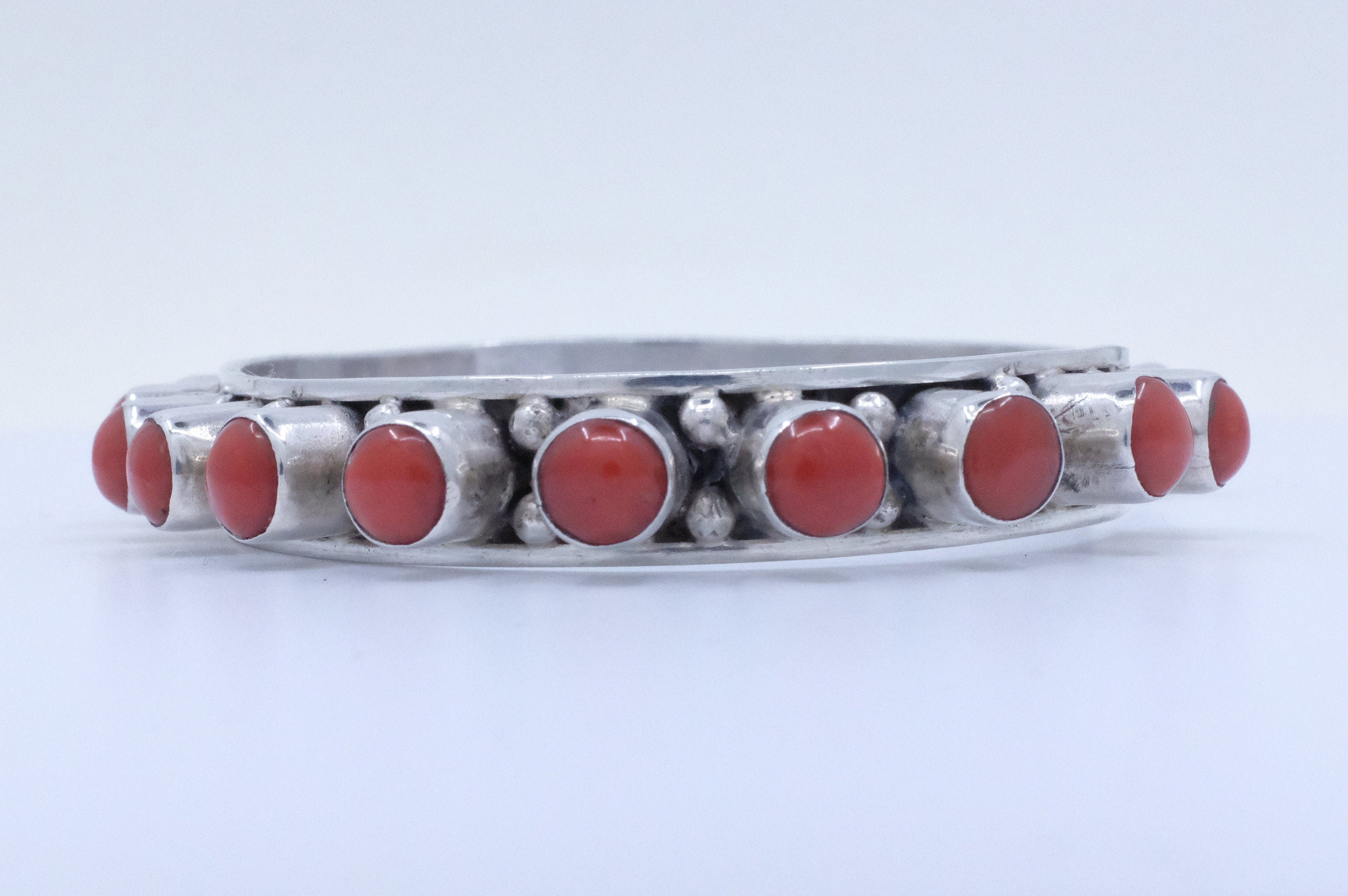 Sterling Silver Snake Coral Cuff Bracelet