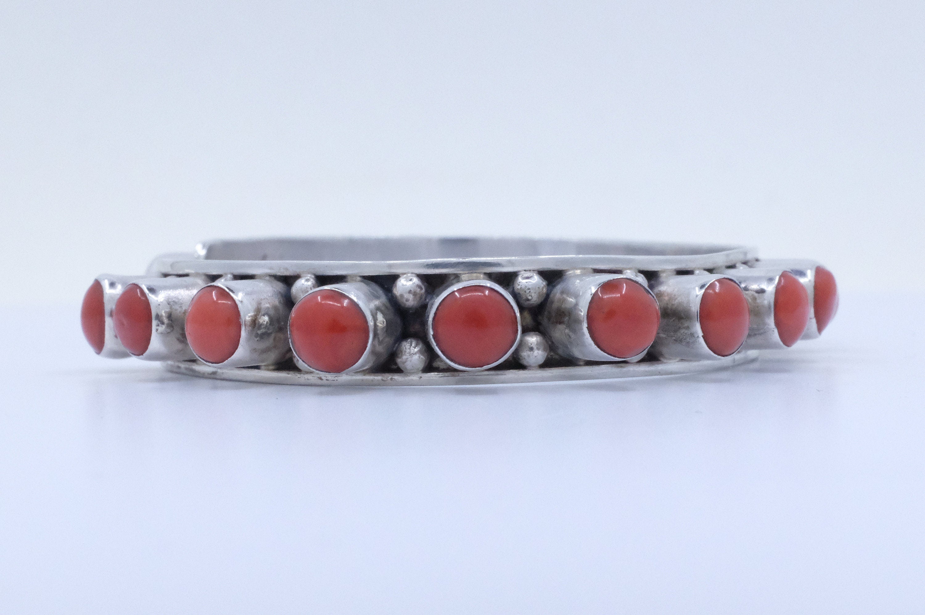 Sterling Silver Snake Coral Cuff Bracelet