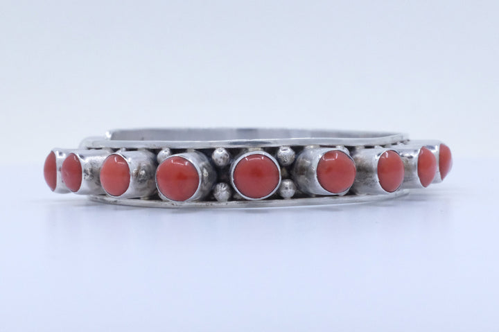 Sterling Silver Snake Coral Cuff Bracelet