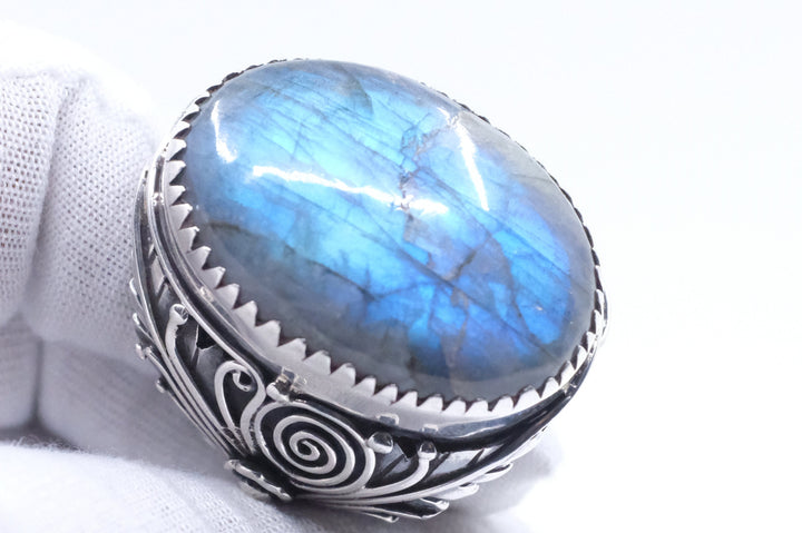 Sterling Silver Labradorite Tibetan Ring