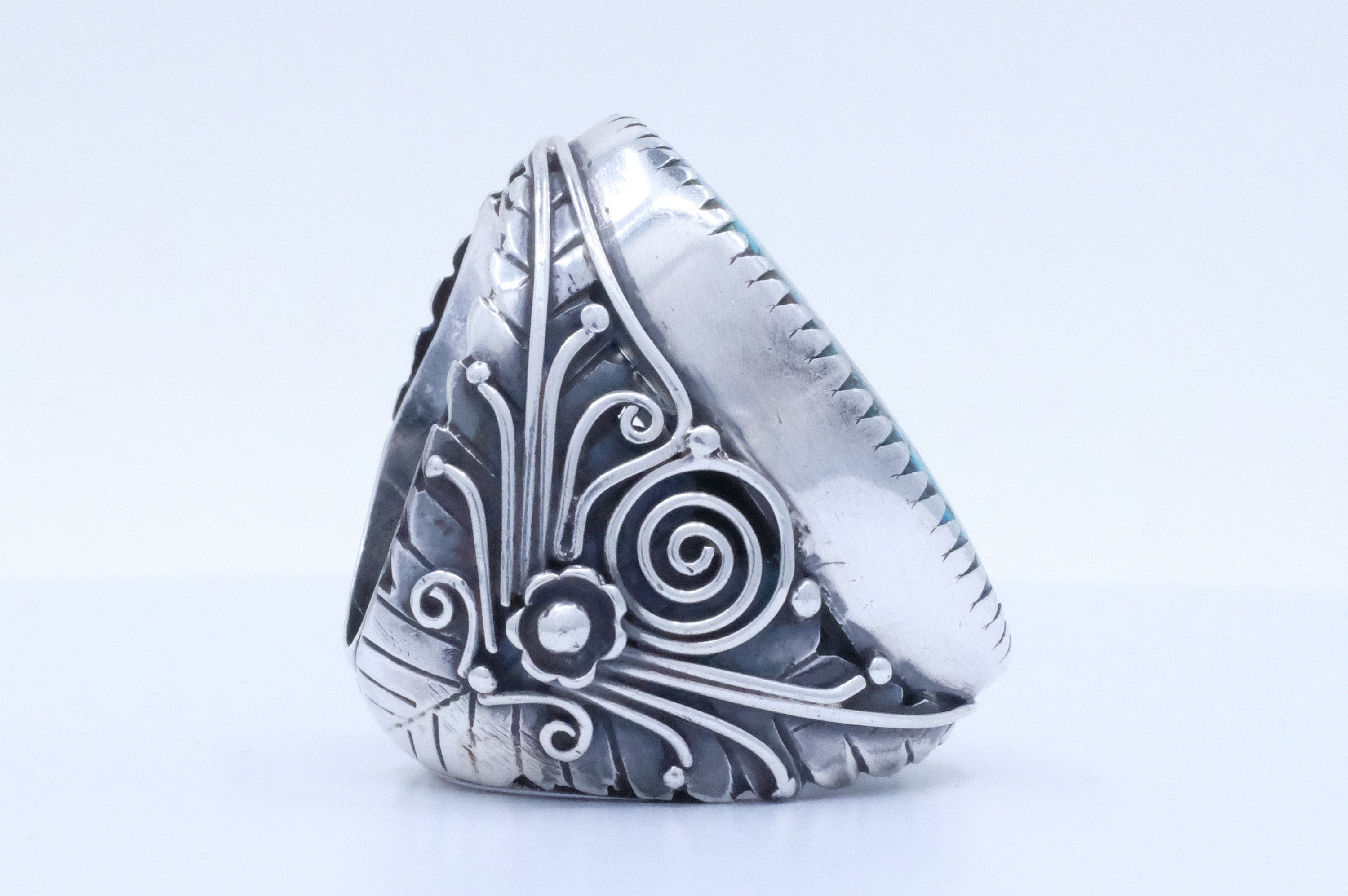 Sterling Silver Filigree Turquoise Tibetan Ring