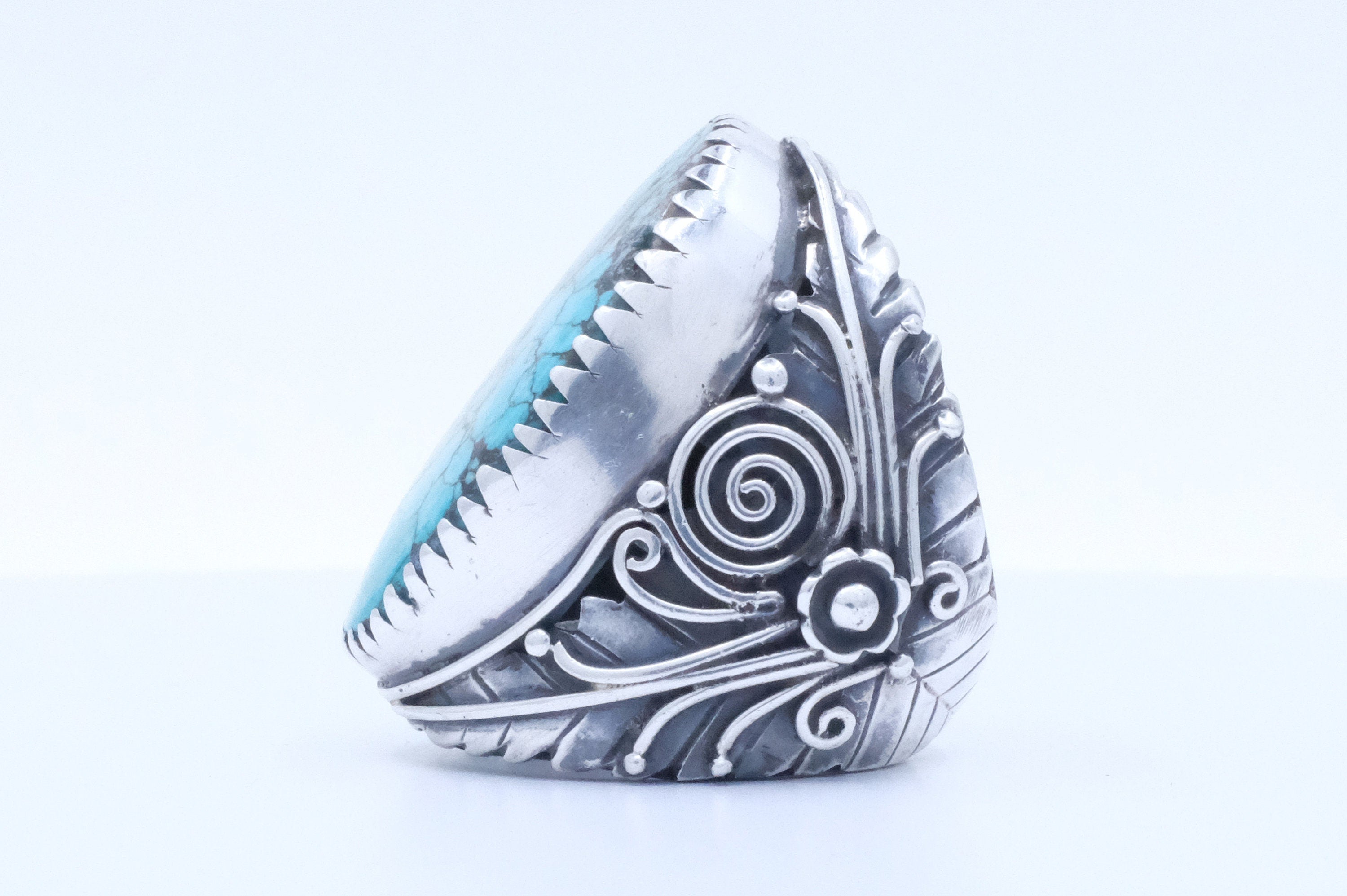 Sterling Silver Filigree Turquoise Tibetan Ring