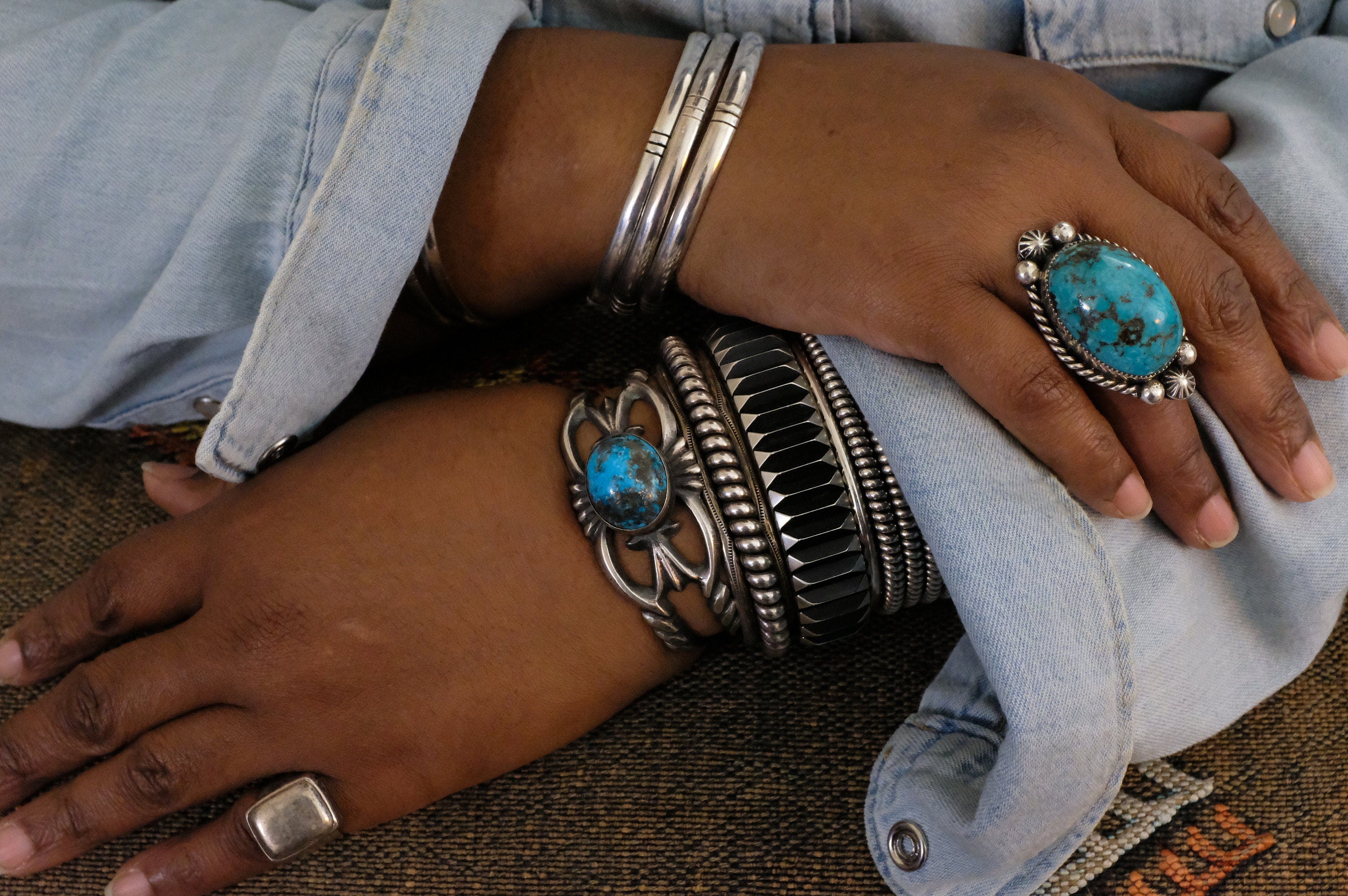 Sterling Silver Egyptian Turquoise Chimney Butte Cuff Bracelet