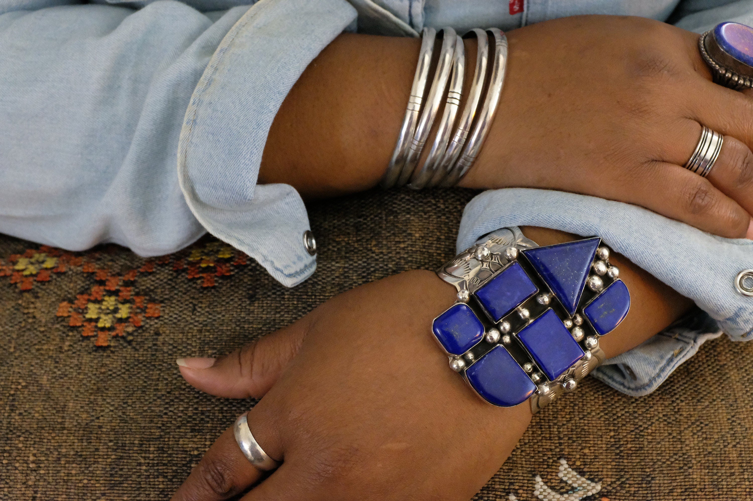 Sterling Silver Lapis Lazuli Chimney Butte Cuff Bracelet