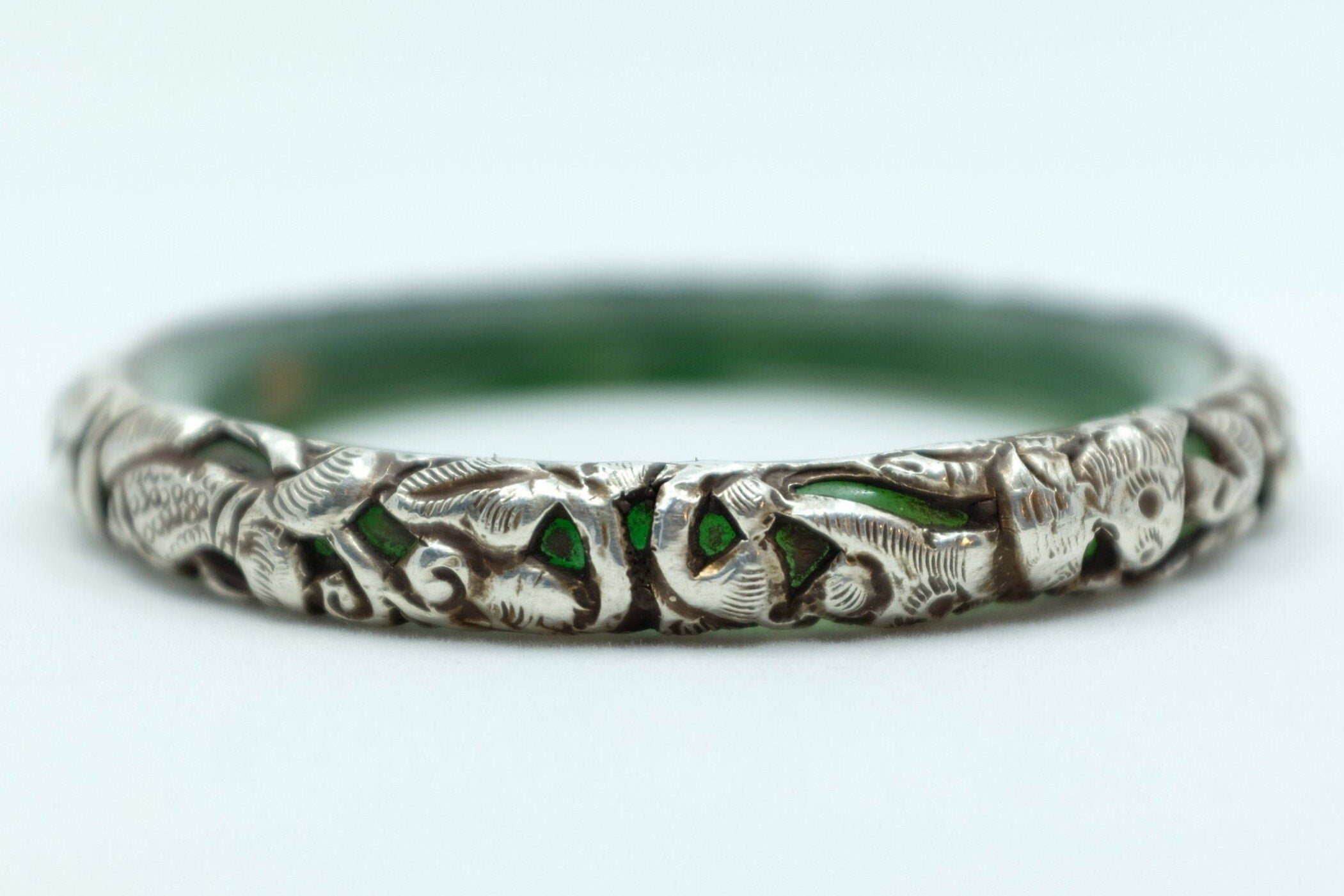 Jade Sterling Silver Bangle