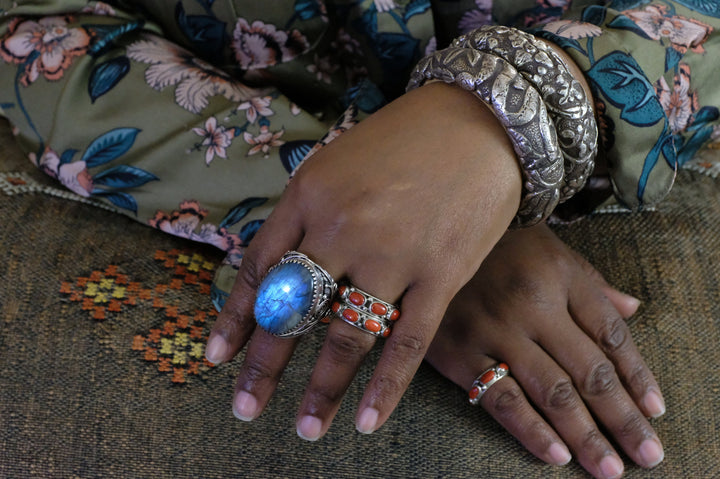 Sterling Silver Coral Ring