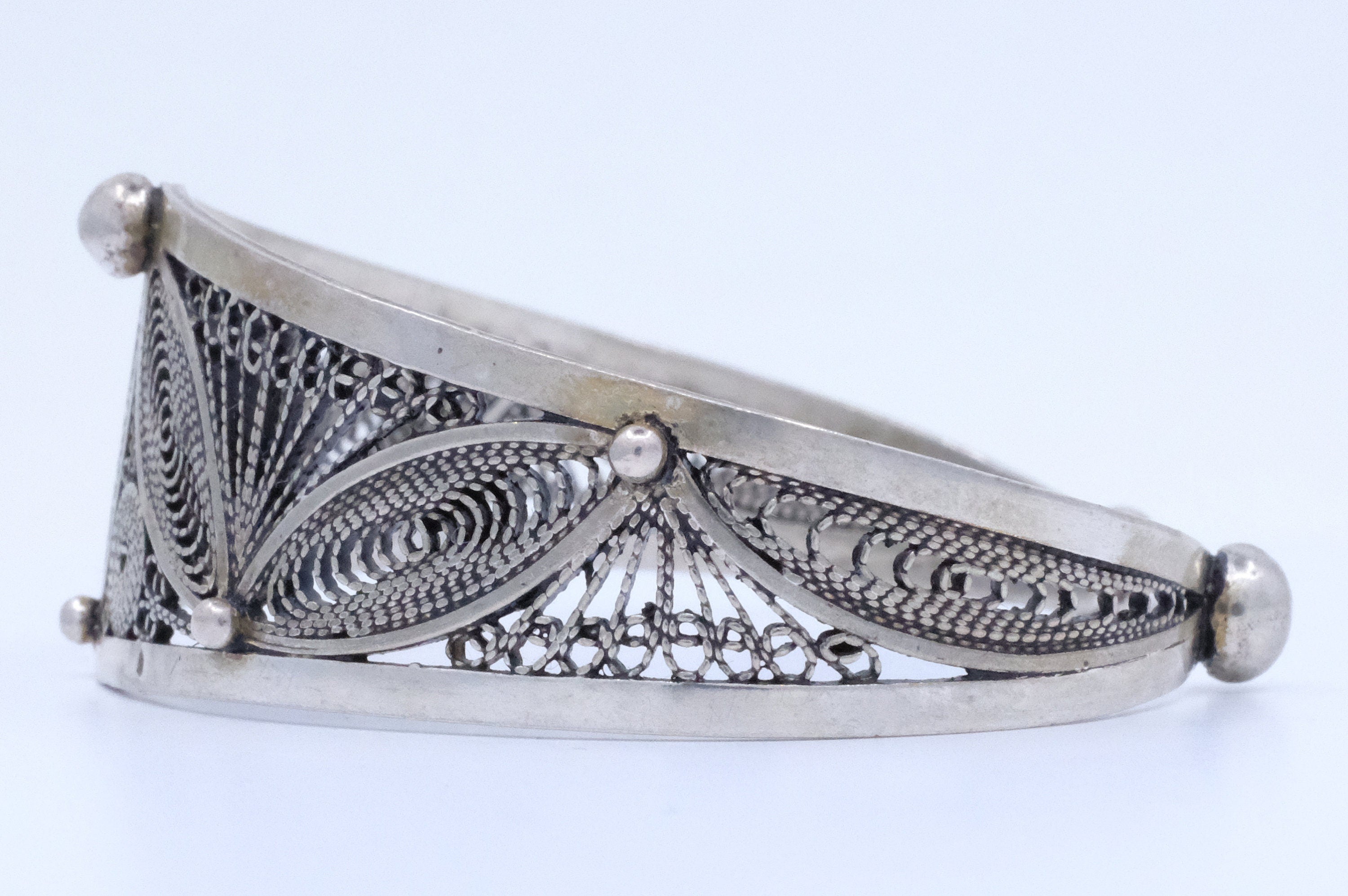 Silver Moroccan Filigree Cuff Bracelet