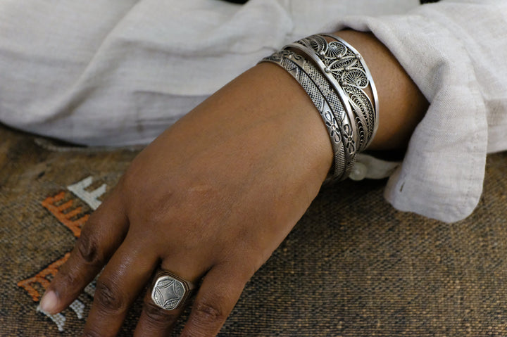 Sterling Silver Moroccan Bangles (Pair)