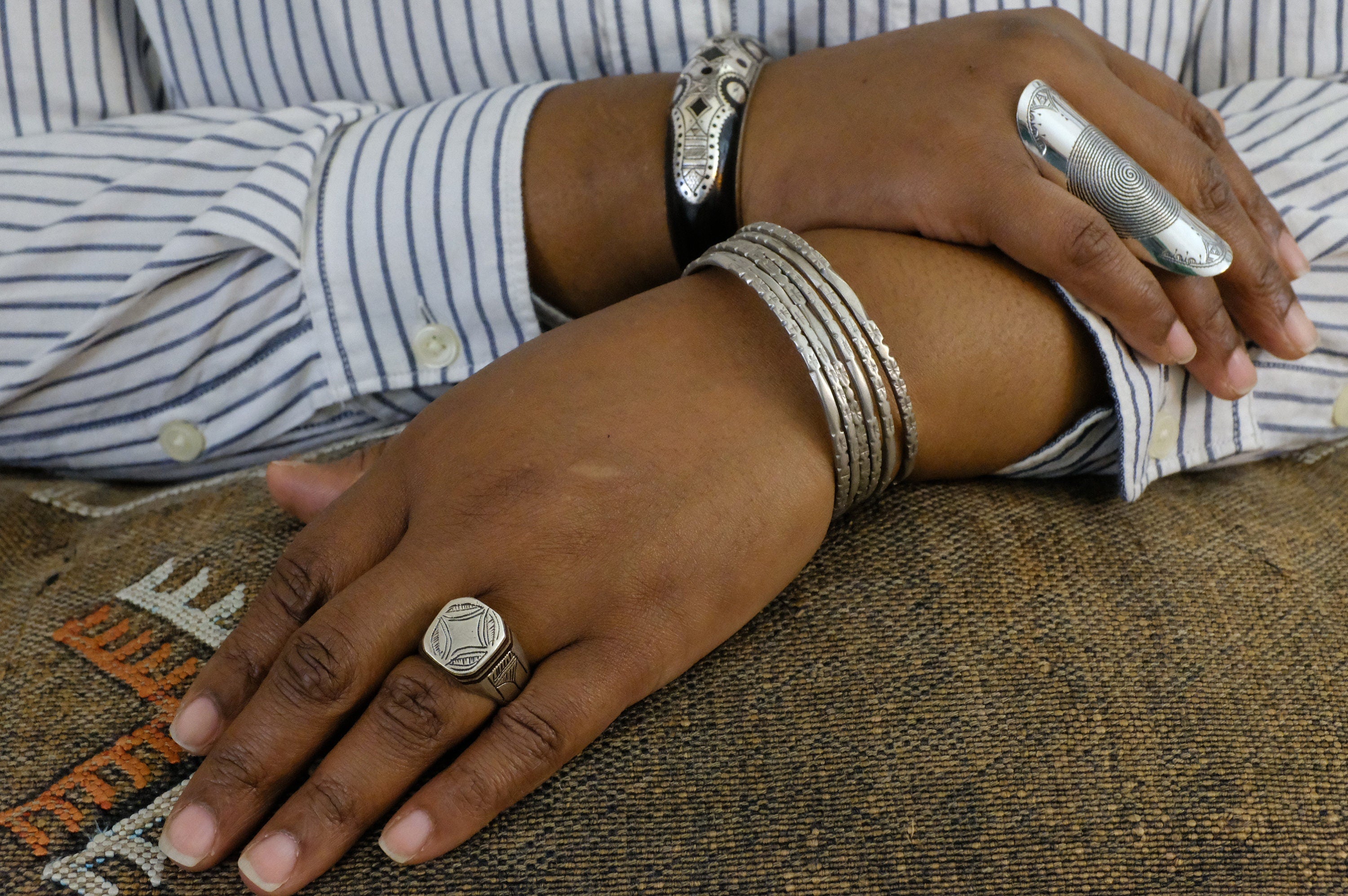 Silver Etched Moroccan Bangle