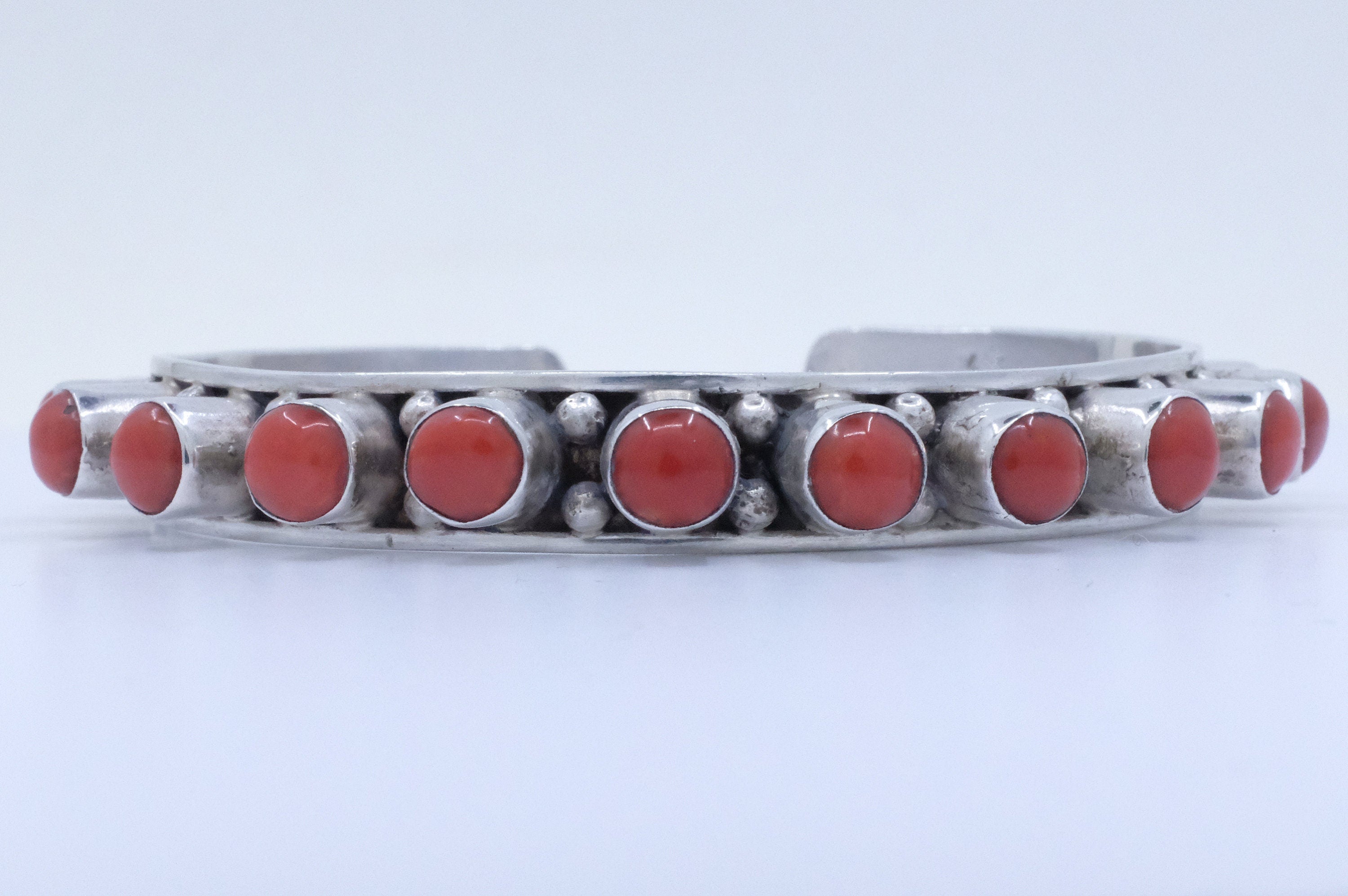 Sterling Silver Snake Coral Cuff Bracelet