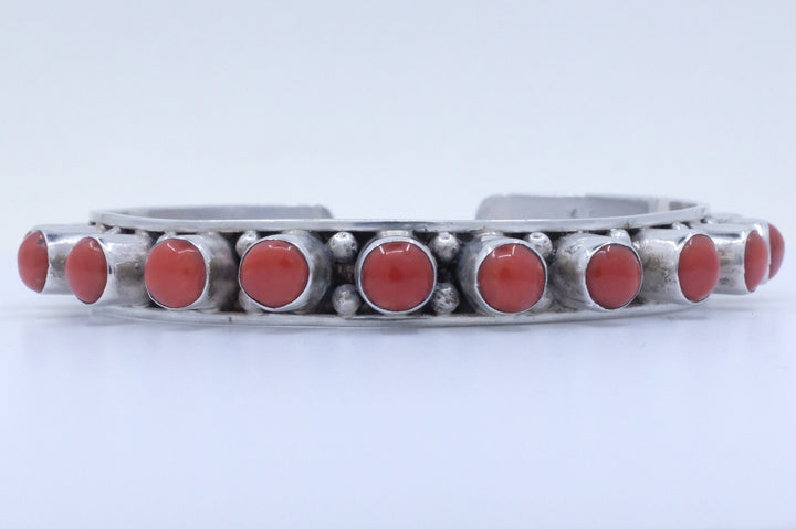 Sterling Silver Snake Coral Cuff Bracelet