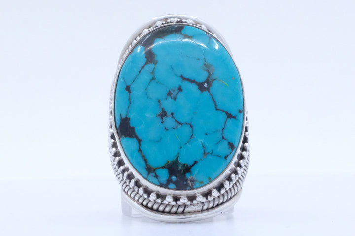 Sterling Silver Filigree Turquoise Tibetan Saddle Ring