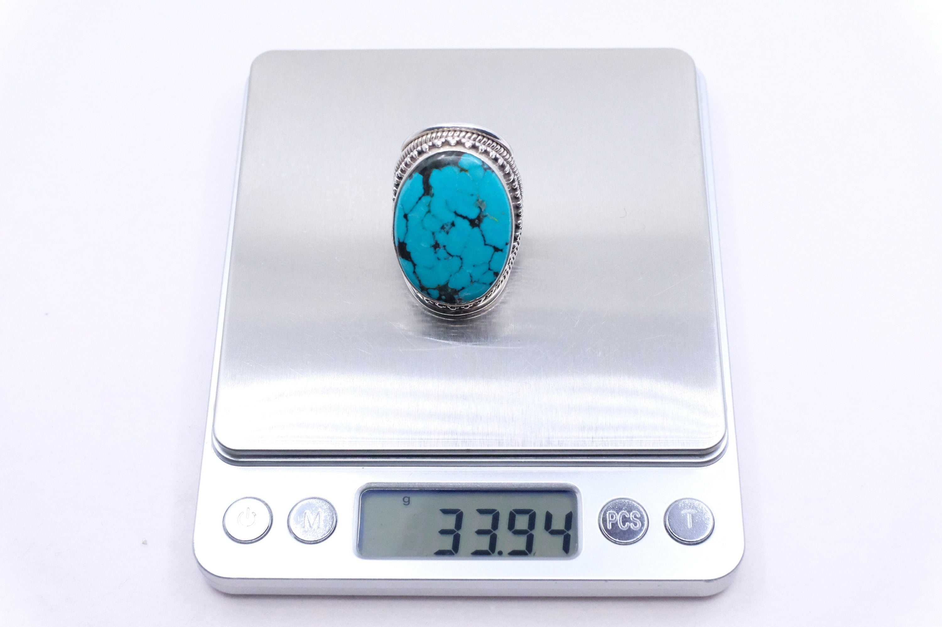 Sterling Silver Filigree Turquoise Tibetan Saddle Ring